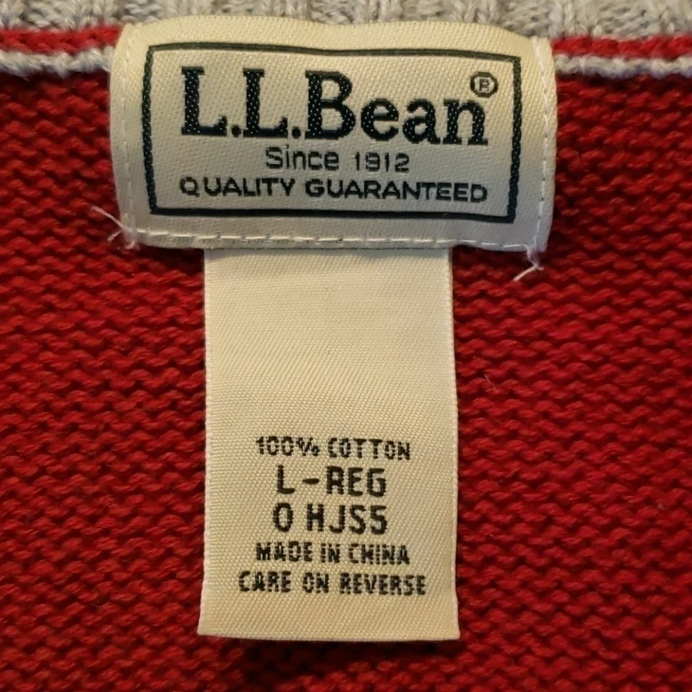 L.L. Bean 1/4 Zip 100% Cotton Sweater L-Reg EUC